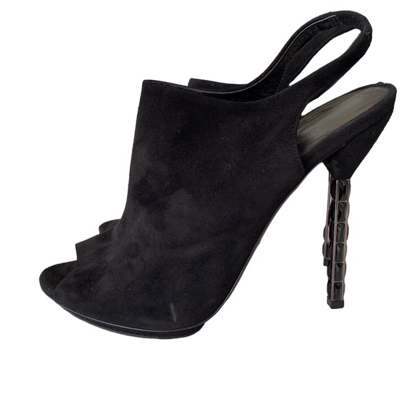 GUCCI BLACK SUEDE SLINGBACK OPEN TOE PUMPS - Picture 3 of 16